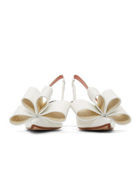 Marc Jacobs White Leather Bow Slingback Heels
