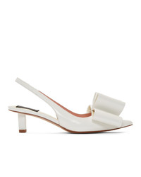 Marc Jacobs White Leather Bow Slingback Heels