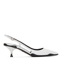 Prada White Leather Slingback Heels