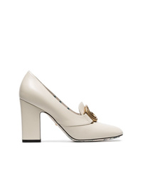 Gucci White Victoire 95 Gg Loafer Heels