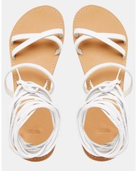 Asos Collection Finders Keepers Wide Fit Leather Lace Up Sandals