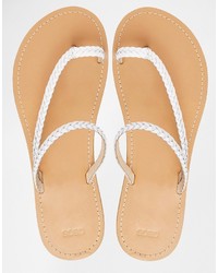 Asos Collection Forecast Wide Fit Leather Flat Sandals