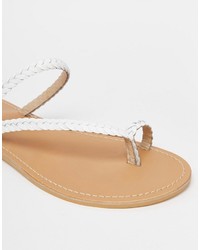 Asos Collection Forecast Wide Fit Leather Flat Sandals