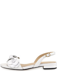 Taryn Rose Ida Flower Flat Slingback Sandal White