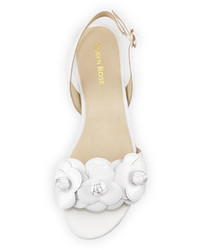 Taryn Rose Ida Flower Flat Slingback Sandal White