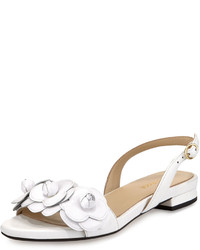 Taryn Rose Ida Flower Flat Slingback Sandal White