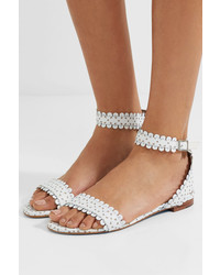 Tabitha Simmons Judy Perforated Leather Sandals White