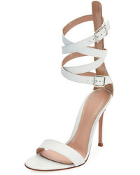 Gianvito Rossi Leather Ankle Wrap Sandal White