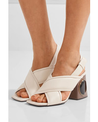 Marni Leather Slingback Sandals Off White
