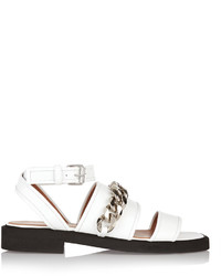 Givenchy Natalia Chain Trimmed Sandals In White Leather It40