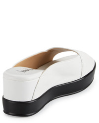 Neiman Marcus Pammelah Platform Slide Sandal Optic White