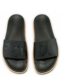 Fendi Rubber Slide Sandals W Raised Logo Detail