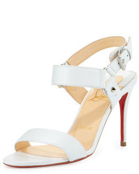 Christian Louboutin Sova Leather 85mm Red Sole Sandal White