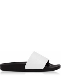 Balmain White Leather Calypso Slide Sandals