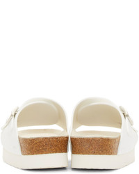 Sacai White Leather Slide Sandals