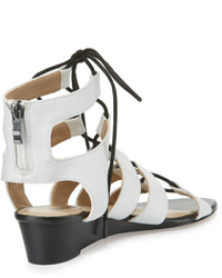 Neiman Marcus Wista Leather Lace Up Sandal Optic White