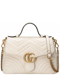 Gucci Gg Marmont Small Chevron Quilted Top Handle Bag With Chain Strap