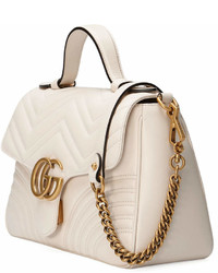 Gucci Gg Marmont Small Chevron Quilted Top Handle Bag With Chain Strap