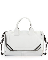 Botkier Linea Cutout Plated Leather Satchel Bag White