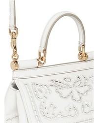 Nobrand Miss Sicily Small Embroidery Leather Satchel