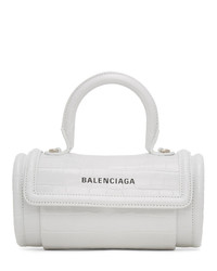 Balenciaga White Croc Round Bag