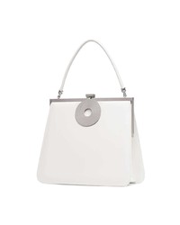 Dorateymur White Monologue Leather Tote Bag