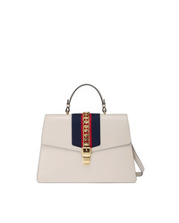 Gucci White Sylvie Large Leather Tote Bag