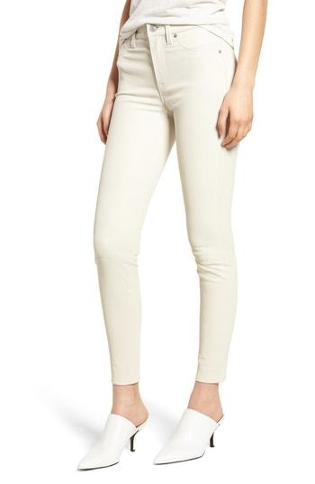 Hudson Jeans Barbara High Waist Super Skinny Leather Jeans, $760