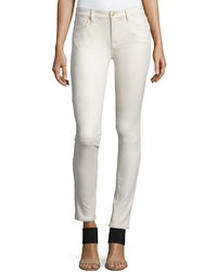 7 For All Mankind Faux Leather Seamed Skinny Pants Winter White