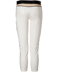 Roberto Cavalli Leather Pants In Whiteblacknude