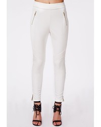 Missguided Bertha Faux Leather Biker Trousers White