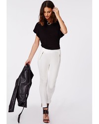 Missguided Bertha Faux Leather Biker Trousers White
