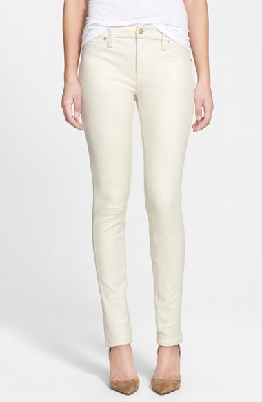 white leather skinny pants