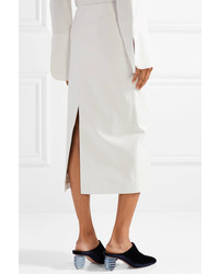 The Row Terst Leather Midi Skirt White