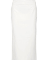 The Row Terst Leather Midi Skirt White