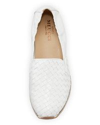 Sesto Meucci Caiden Woven Leather Slip On Sneaker White