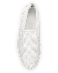Jimmy Choo Grove Perforated Leather Slip On Sneakers White