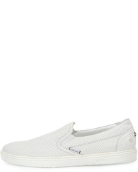 Jimmy Choo Grove Perforated Leather Slip On Sneakers White