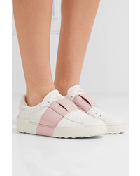 Valentino Leather Slip On Sneakers White