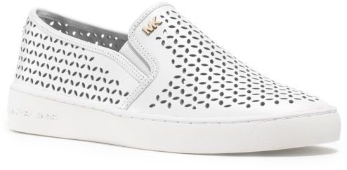 michael kors white leather slip on sneakers