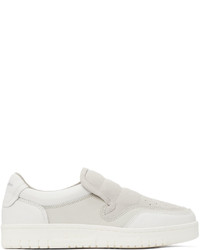 Acne Studios White Beige Leather Slip On Sneakers