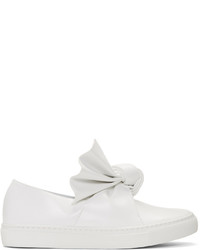 Cédric Charlier White Bow Slip On Sneakers