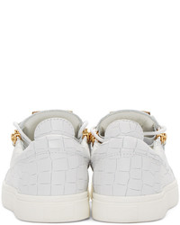 Giuseppe Zanotti White Croc Embossed London Slip On Sneakers