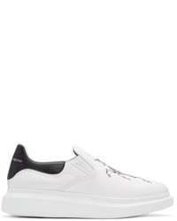 Alexander McQueen White Embroidered Oversized Slip On Sneakers
