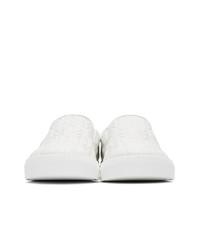 Gucci White G Rhombus Slip On Sneakers