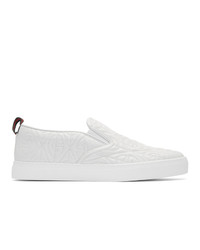 Gucci White G Rhombus Slip On Sneakers