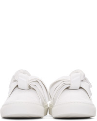 Cédric Charlier White Leather Bow Slip On Sneakers