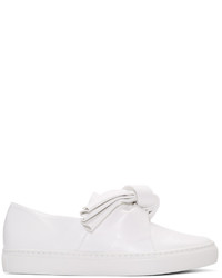 Cédric Charlier White Leather Bow Slip On Sneakers