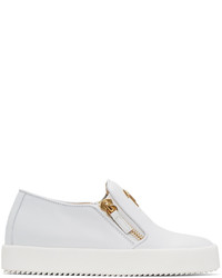 Giuseppe Zanotti White Leather London Slip On Sneakers