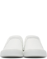 Helmut Lang White Leather Slip On Sneakers